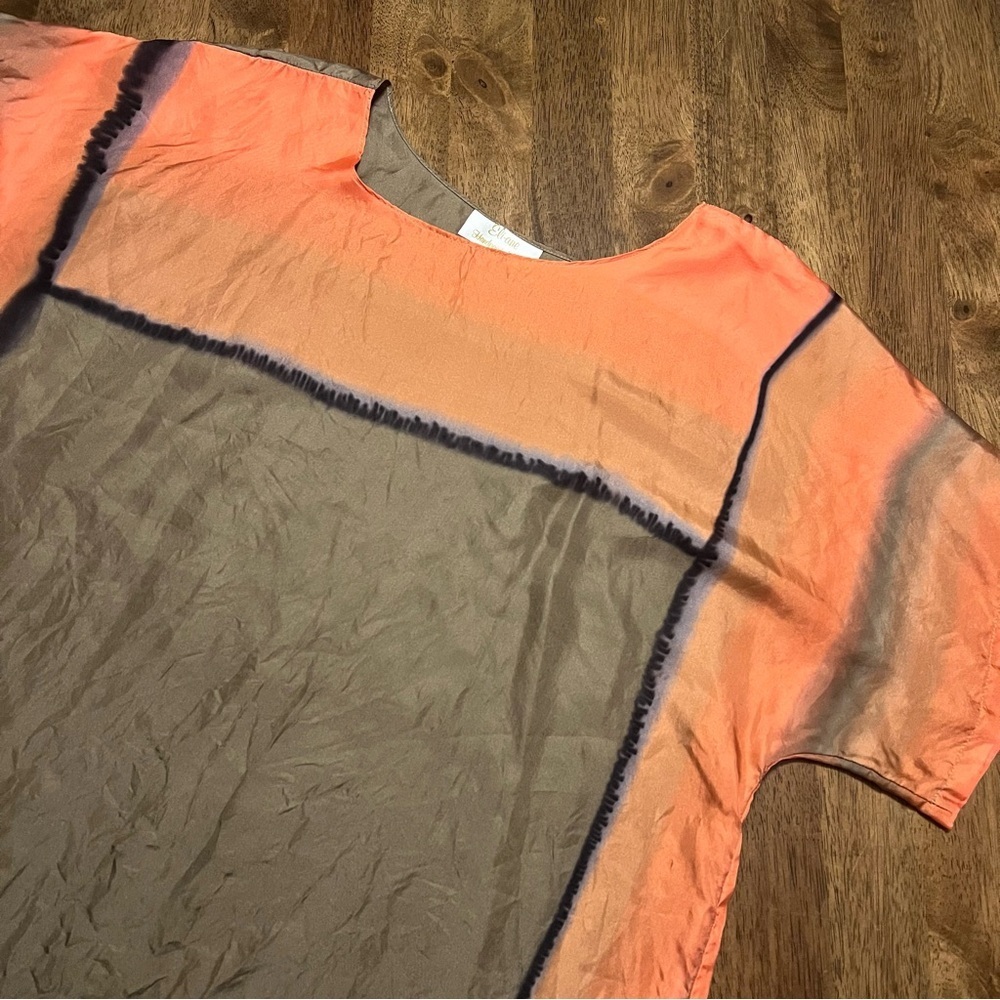 Eli-Ane Hand Painted Silk Blouse One of a Kind OSFM Abstract Wearable Art Top